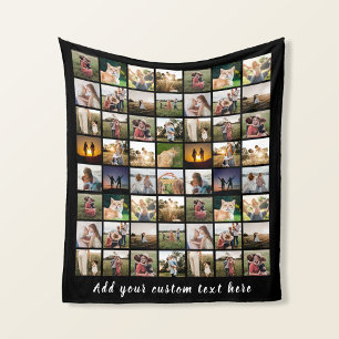 Modern Personalized 56 Photo Collage Fleece Blanket