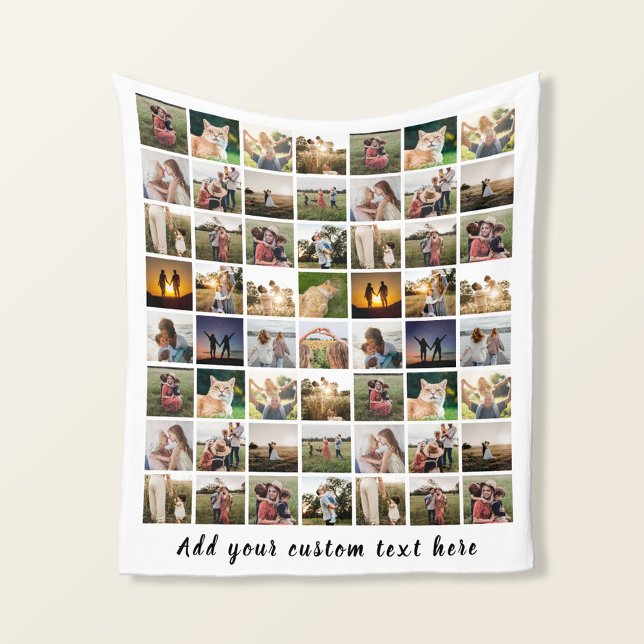 Modern Personalized 56 Photo Collage Fleece Blanket (Creator Uploaded)