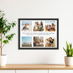 Modern Personalized 6 Photo Collage Custom Quote Poster