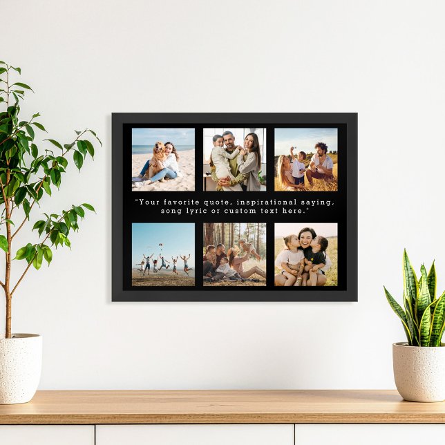 Modern Personalized 6 Photo Collage Custom Quote Poster (Creator Uploaded)