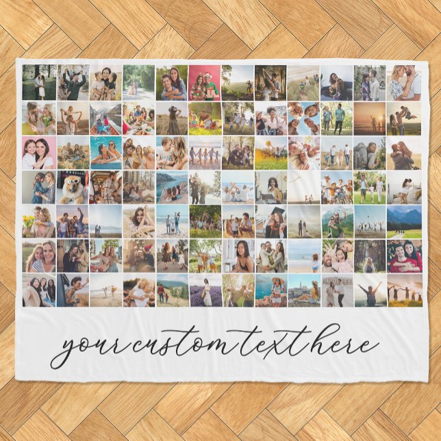Modern Personalized 84 Photo Collage Fleece Blanket (Creator Uploaded)