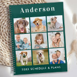 Modern Personalized 9 Photo Collage Emerald Green Planner<br><div class="desc">Custom photo collage calendar planner. Our fun photo planner has 9 photos to personalize and name. Design is on front and back. Customize with family photos, favorite kids pictures, pet photos, and all your dog photos! COPYRIGHT © 2020 Judy Burrows, Black Dog Art - All Rights Reserved. Modern Personalized 9...</div>