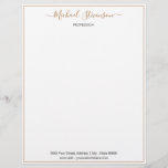 Modern Personalized Address Name Info Letterhead<br><div class="desc">Custom Colors and Font Simple Personalized Letterhead with Your Name Profession Address Contact Information Personal / Business Modern Framed Design - Add Your Name - Company / Profession - Title / Address / Contact Information - Website / E-mail / Phone / more - Choose / add your favorite font -...</div>