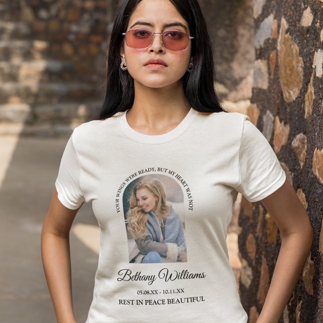Modern Personalized Arch Photo Memorial T-Shirt (Creator Uploaded)