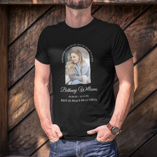 Modern Personalized Arch Photo Memorial T-Shirt (Creator Uploaded)