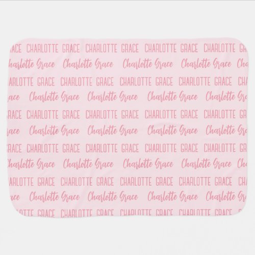Modern Personalized baby name script type Pink Baby Blanket