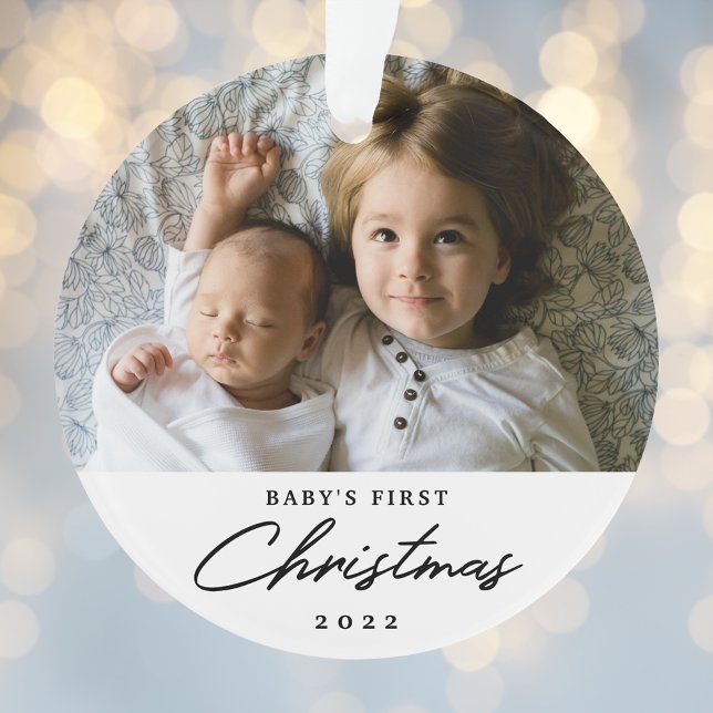 Modern Personalized Baby's First Christmas Photo Ornament (Creator Uploaded)