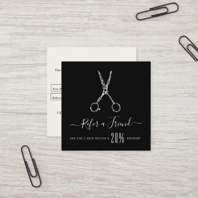 modern personalized barber shop referral card (Front/Back In Situ)