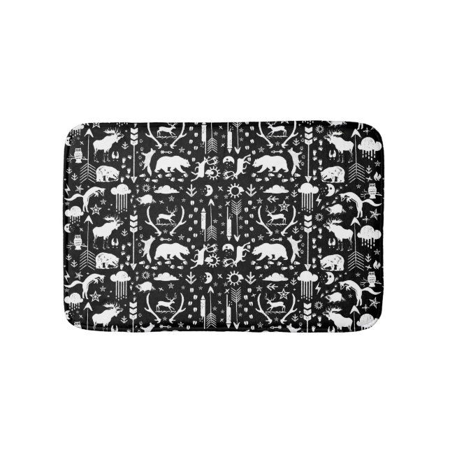 Modern Personalized Bear Fox Deer Boys Room Bathroom Mat (Front)