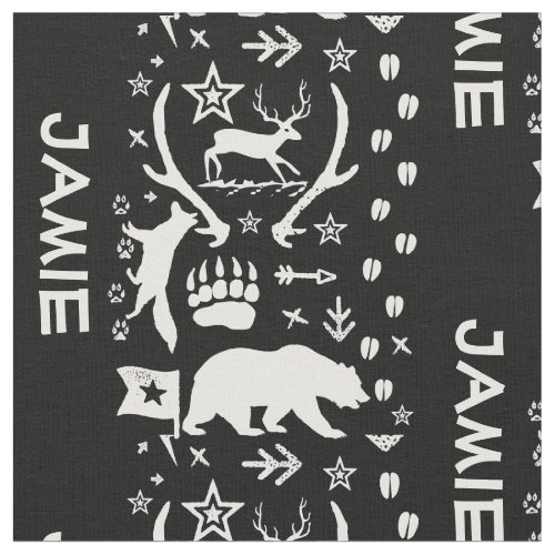 Modern Personalized Bear Fox Deer Boys Room Fabric