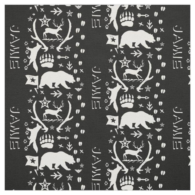Modern Personalized Bear Fox Deer Boys Room Fabric (Swatch)