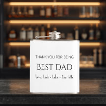 Modern Personalized Best Dad Flask Gift