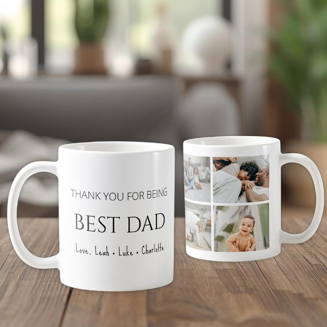 Modern Personalized Best Dad Photo Collage Mug (Creator Uploaded)