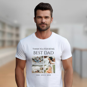 Modern Personalized Best Dad Photo Collage T-Shirt