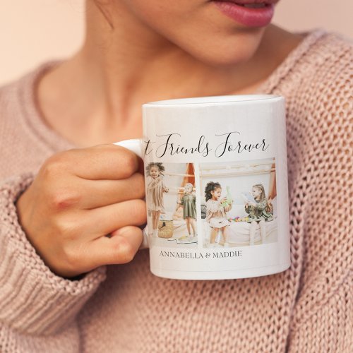 Modern Personalized Best Friends Forever  2 Photo Coffee Mug