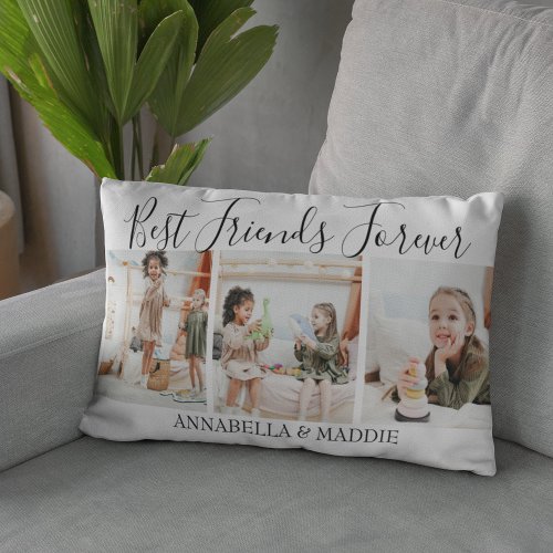 Modern Personalized Best Friends Forever  3 Photo Lumbar Pillow