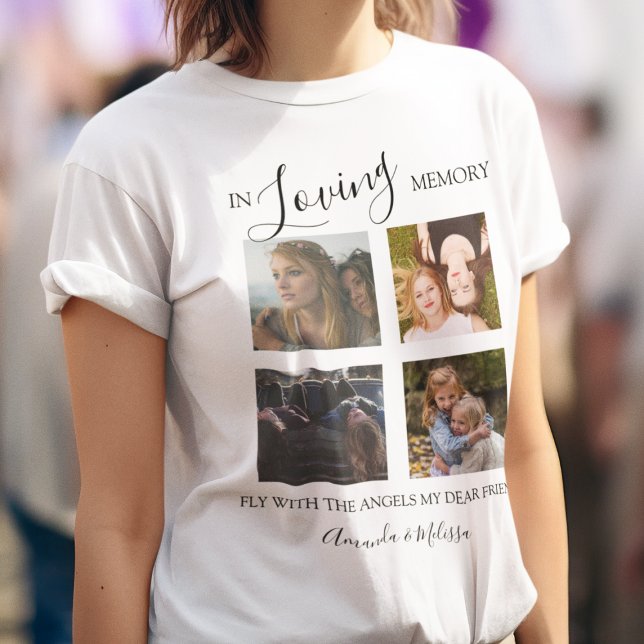 Modern | Personalized | Besties | 4 Photo Memorial T-Shirt (Creator Uploaded)