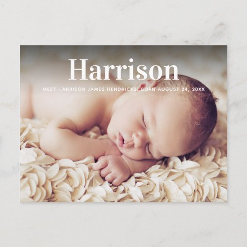 Modern Personalized Birth Announcement Postcard