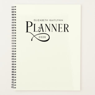 Modern Personalized Black and Ivory Planner