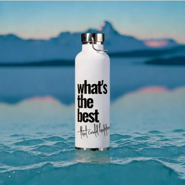 Modern Personalized Black Color Text Water Bottle (Modern personalized what's the best typography black text water bottle)