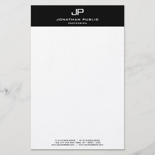 Modern Personalized Black White Elegant Template Stationery