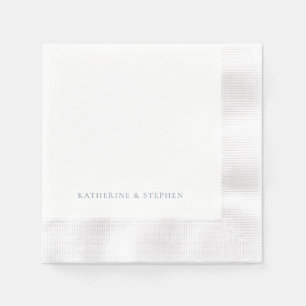 Modern Personalized Blue Names Coined Wedding Napkins