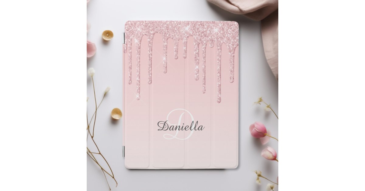 Modern Personalized Blush Pink Sparkle Glitter iPad Smart Cover | Zazzle