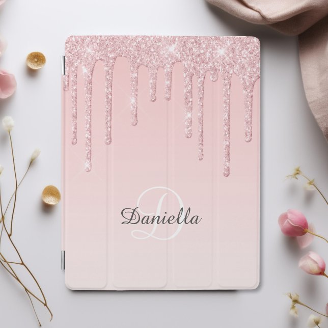 Modern Personalized Blush Pink Sparkle Glitter iPad Smart Cover (Creator Uploaded)