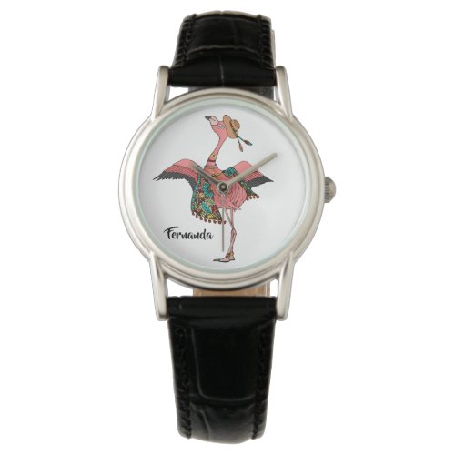 Modern Personalized Bohemian Flamingo Watch