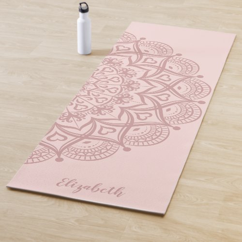 Modern Personalized Boho Mandala Blush Pink Yoga Mat