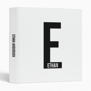 Modern Personalized Bold Monogram and Name 3 Ring Binder