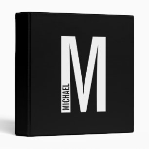 Modern Personalized Bold Monogram and Name 3 Ring Binder