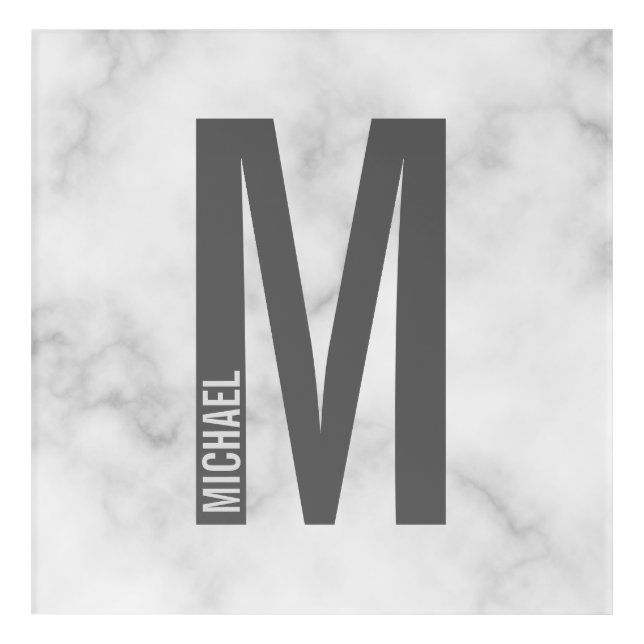 Modern Personalized Bold Monogram and Name Acrylic Print (Front)