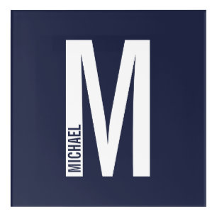 Modern Personalized Bold Monogram and Name Acrylic Print