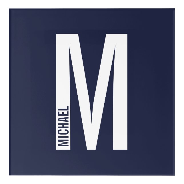 Modern Personalized Bold Monogram and Name Acrylic Print (Front)