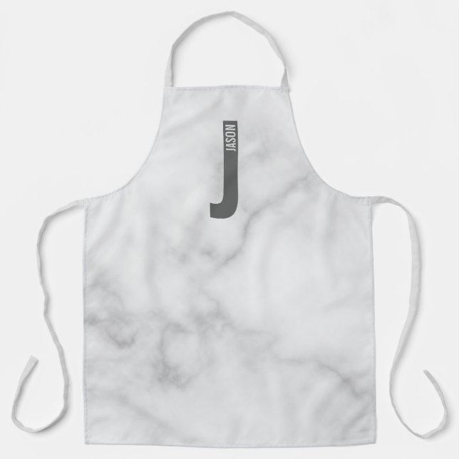 Modern Personalized Bold Monogram and Name Apron (Front)