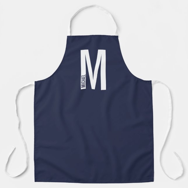 Modern Personalized Bold Monogram and Name Apron (Front)