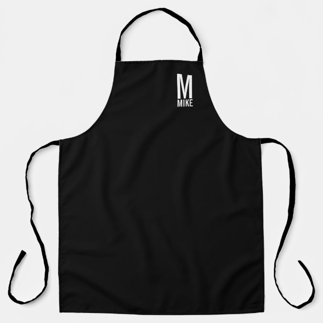 Modern Personalized Bold Monogram and Name Apron (Front)