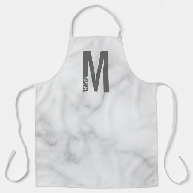 Modern Personalized Bold Monogram and Name Apron (Front)