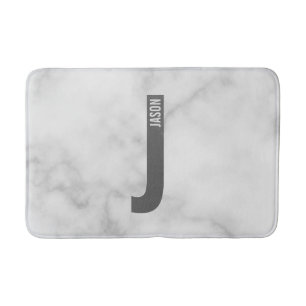 Modern Personalized Bold Monogram and Name Bath Mat