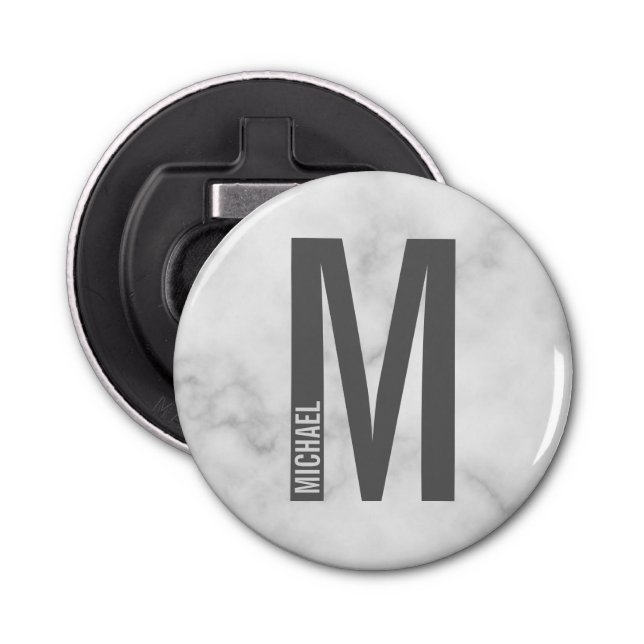 Modern Personalized Bold Monogram and Name Bottle Opener (Front)