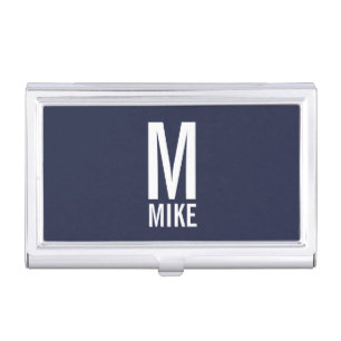 Modern Personalized Bold Monogram and Name Business Card Case
