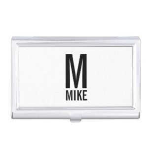 Modern Personalized Bold Monogram and Name Business Card Holder