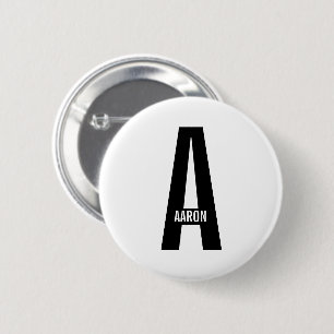Modern Personalized Bold Monogram and Name Button