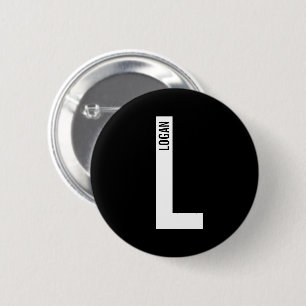 Modern Personalized Bold Monogram and Name Button