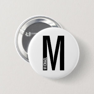Modern Personalized Bold Monogram and Name Button