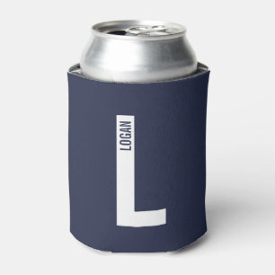 Modern Personalized Bold Monogram and Name Can Cooler