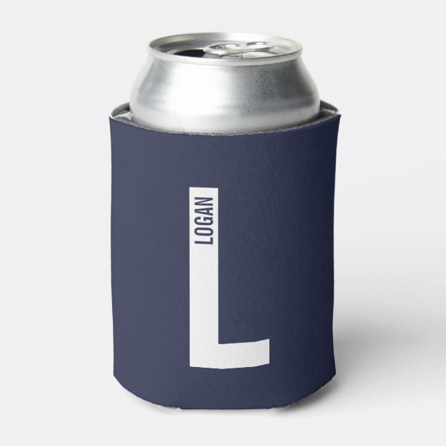 Modern Personalized Bold Monogram and Name Can Cooler (Can Front)