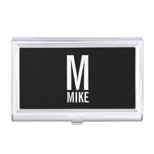 Modern Personalized Bold Monogram and Name Case For Business Cards