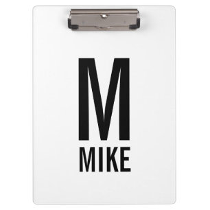 Modern Personalized Bold Monogram and Name Clipboard